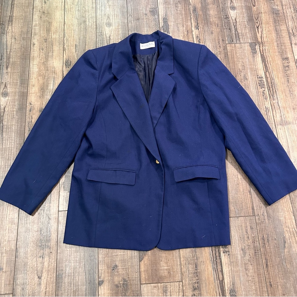 Pendleton Blazer Women’s Plus Size 16W  Blue‎  Vintage Button Shoulder Pads